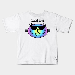 COOL CAT 2 - Dark Rainbow Kids T-Shirt